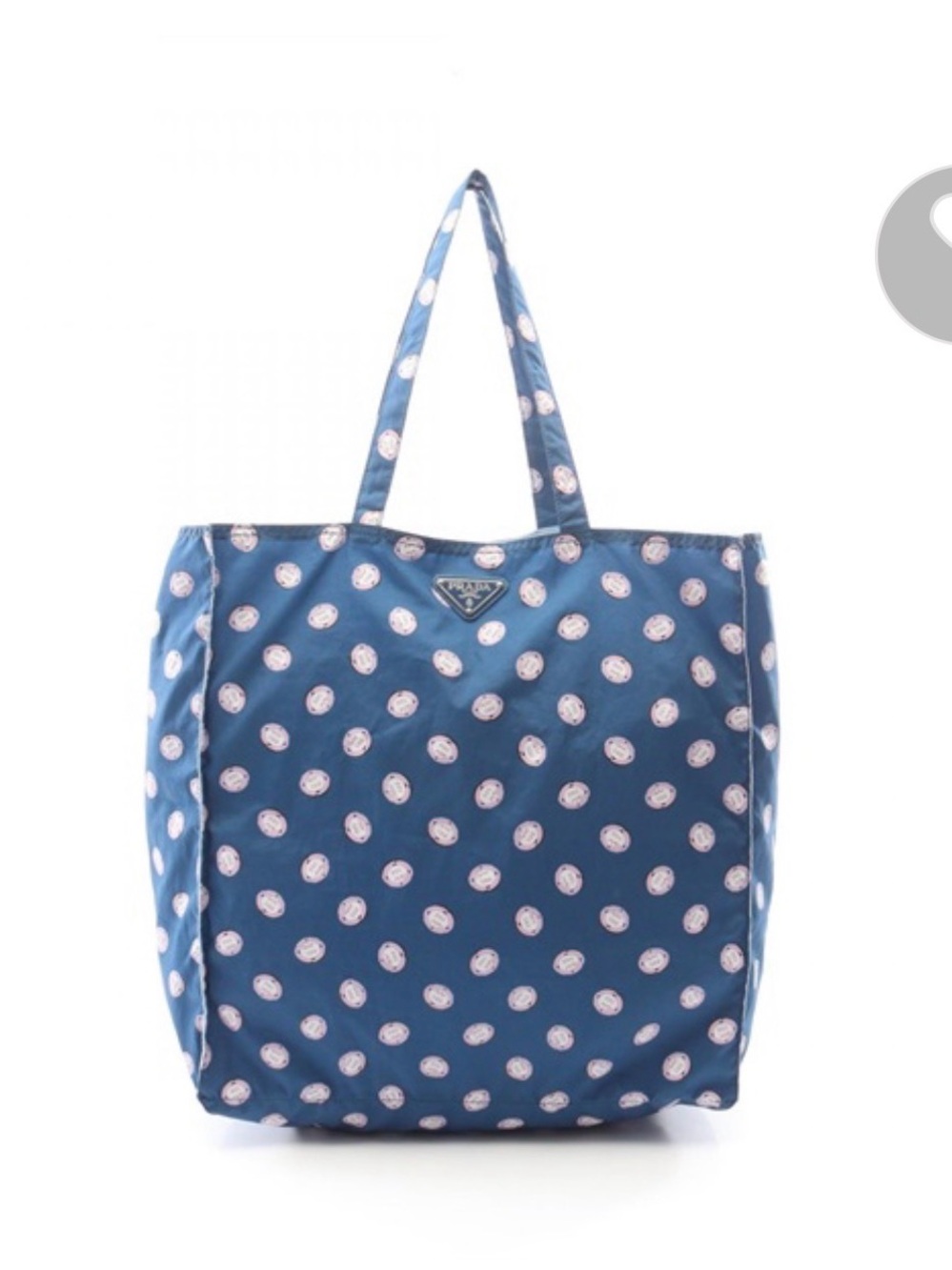 Prada Navy Blue Polka Dot Tote